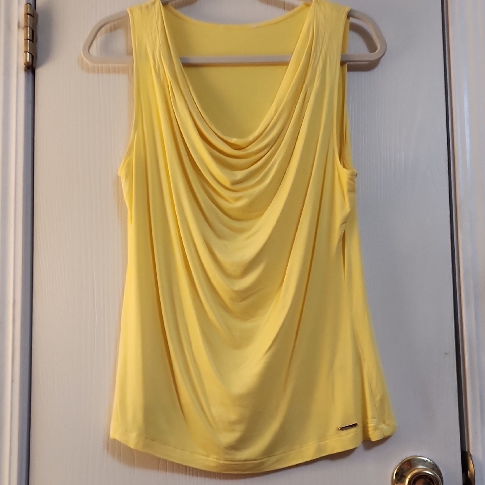 Calvin Klein Yellow Scoop Neck Top - Picture 3 of 4